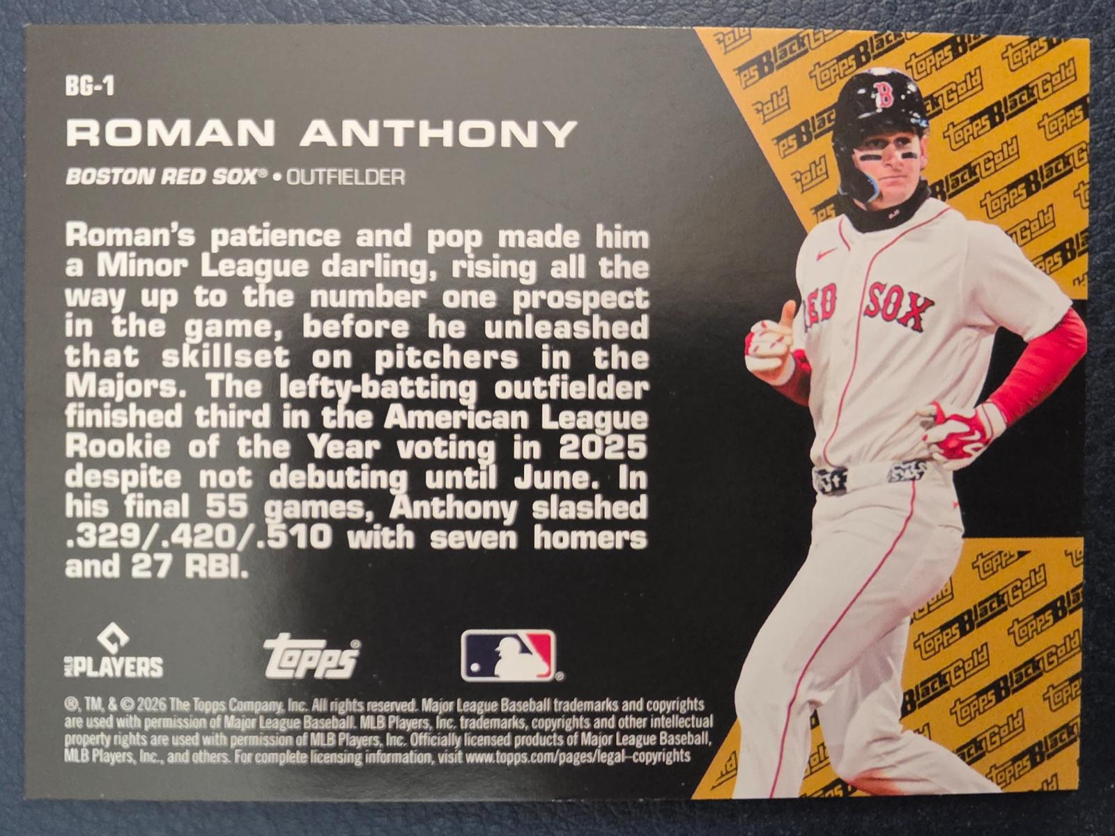 Roman Anthony #BG-1 Prices [Rookie] | 2026 Topps Update Black Gold ...