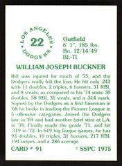 Back | Bill Buckner Baseball Cards 1975 SSPC