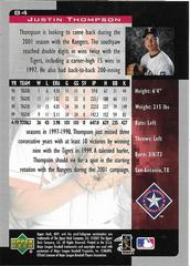 Back | Justin Thompson Baseball Cards 2001 Upper Deck MVP
