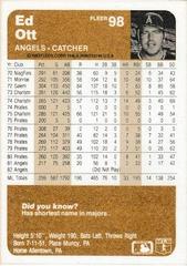 Back Of Card | Ed Ott Baseball Cards 1983 Fleer