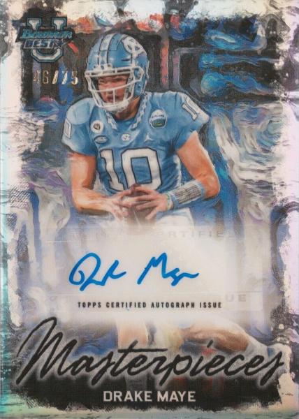 Drake Maye #BMA-DM Football Cards 2023 Bowman's Best University Masterpieces Autographs