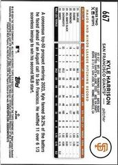 Back Of Card | Kyle Harrison Baseball Cards 2024 Topps