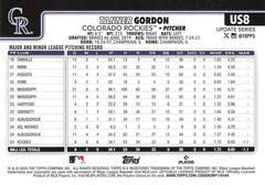 Back Of Card | Tanner Gordon Baseball Cards 2025 Topps Update