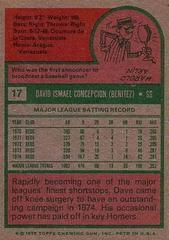 Back | Dave Concepcion Baseball Cards 1975 Topps