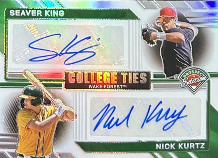 Nick Kurtz / Seaver King #DA-WF Baseball Cards 2024 Panini Prospect Edition College Ties Dual Autograph