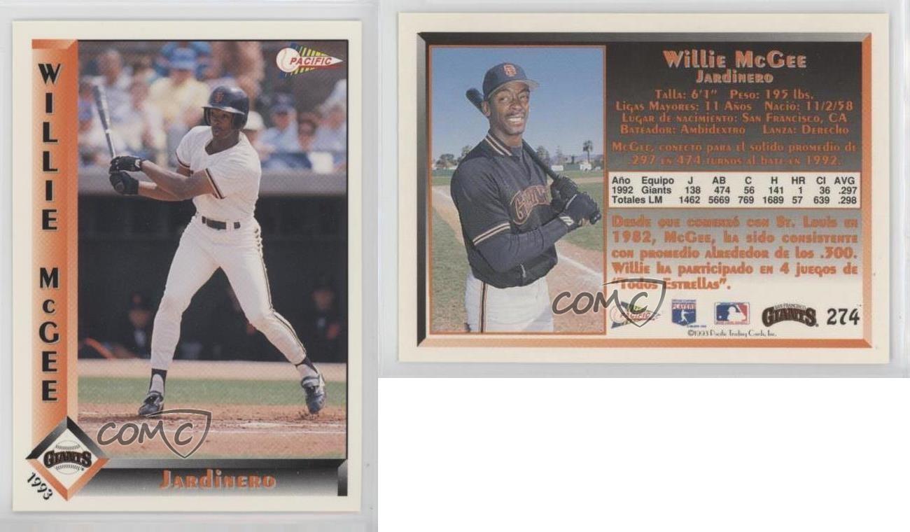 Willie McGee #274 Baseball Cards 1994 Pinnacle