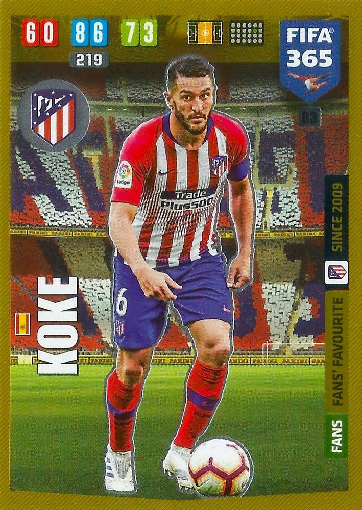 Koke #83 2019 Panini FIFA 365 Adrenalyn XL