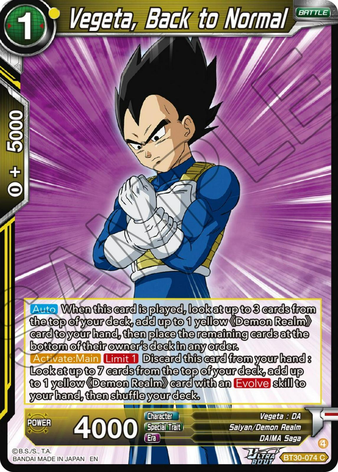 Vegeta, Back to Normal BT30-074