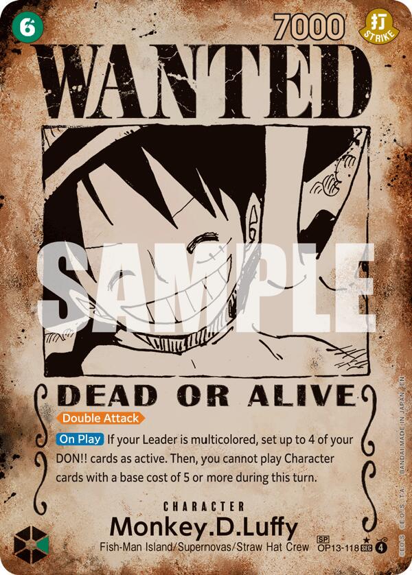 Monkey.D.Luffy [Wanted] OP13-118 Prices | One Piece Carrying on