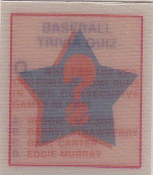 Baseball Trivia Quiz #123 1986 Sportflics Magic Motion Trivia Quiz Baseball