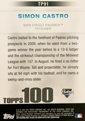 Rear | Simon Castro Baseball Cards 2010 Bowman Topps 100 Prospects