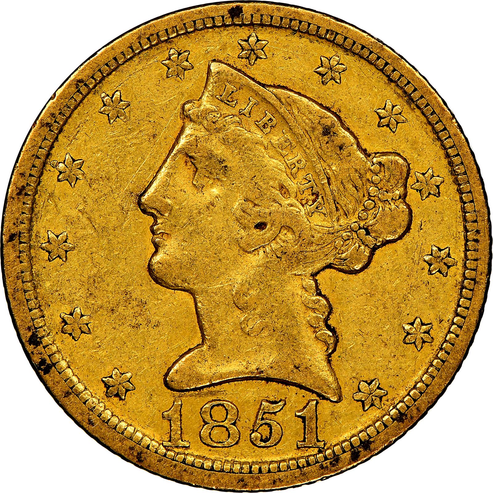 1851 D Coins Liberty Head Half Eagle