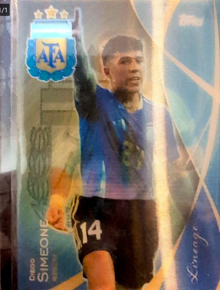 Diego Simeone / Enzo Fernandez Soccer Cards 2024 Topps Lineage Argentina Lenticular