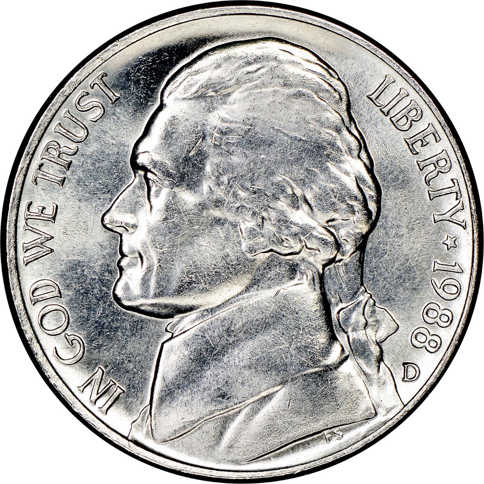 1988 D Coins Jefferson Nickel