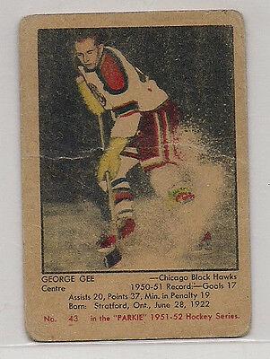 George Gee #43 Hockey Cards 1951 Parkhurst