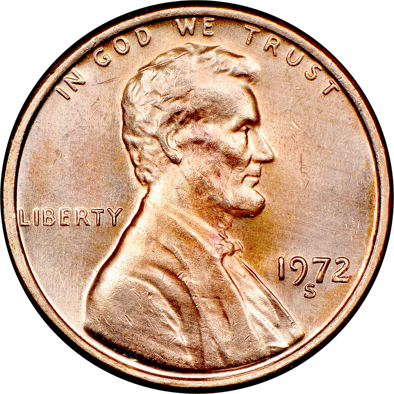 1972 S Coins Lincoln Memorial Penny