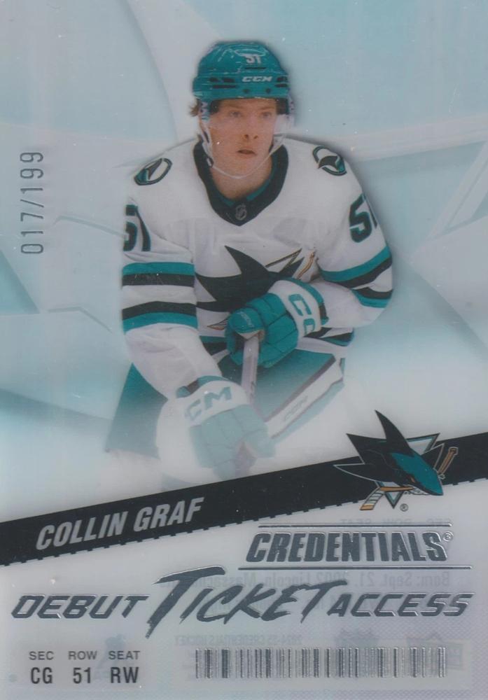Collin Graf #DTAA-GR 2024-25 Upper Deck Credentials Hockey Acetate Debut Ticket Access