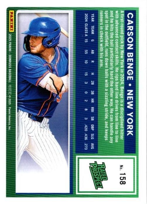 Carson Benge #158 Prices [Rookie] | 2025 Panini Donruss | Baseball Cards
