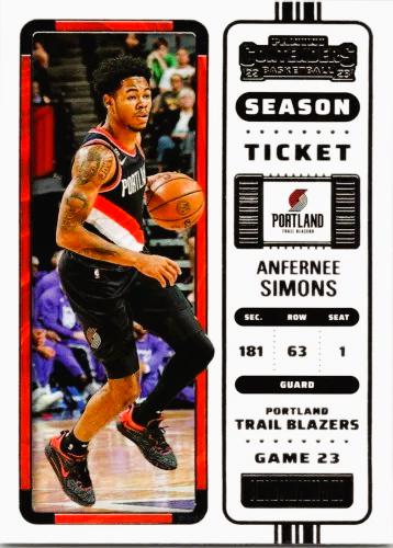 Anfernee Simons #25 Basketball Cards 2022 Panini Contenders
