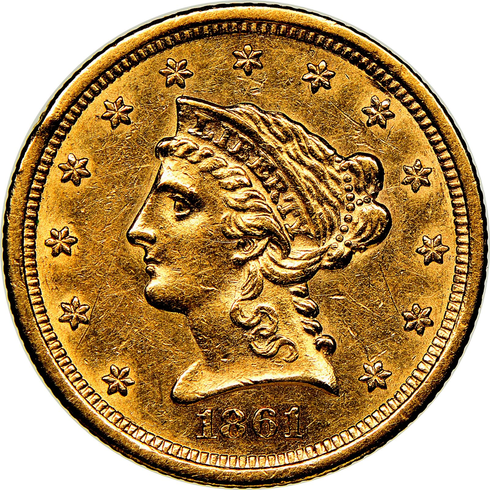 1861 S Coins Liberty Head Quarter Eagle