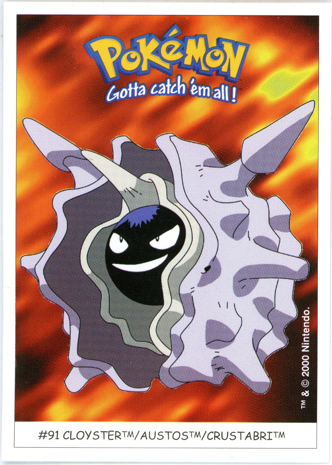 Cloyster #91 Pokémon Card from Pokemon 2000 Dunkin Boomer Set 