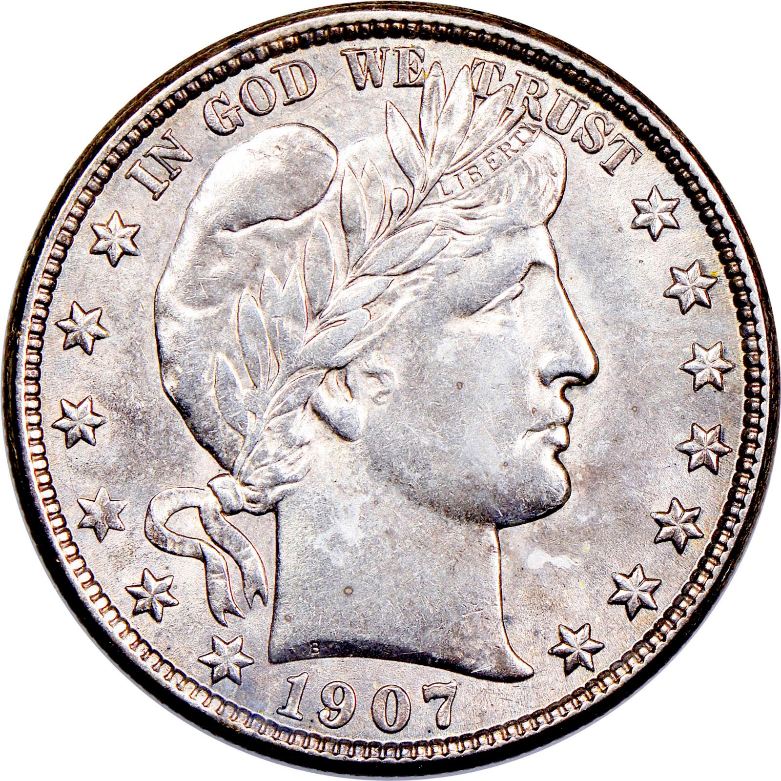 1907 S Coins Barber Half Dollar