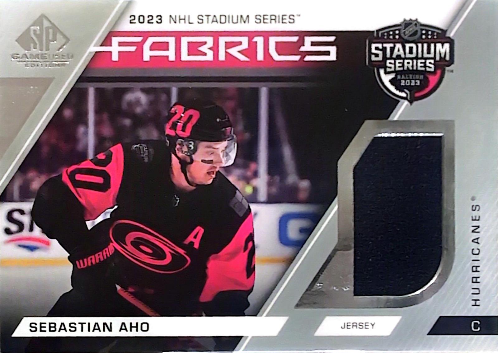 Sebastian Aho #STS-1 Hockey Cards 2023 SP Game Used Stadium Series Fabric