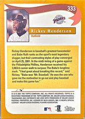 Back | Rickey Henderson Baseball Cards 2002 Topps