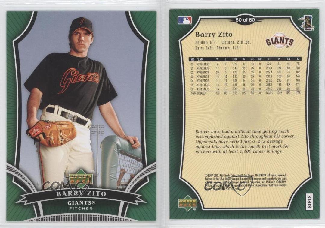 Barry Zito #50 Baseball Cards 2007 Upper Deck Holiday Inn