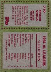Back Of Card | Frank Viola Baseball Cards 1985 Topps