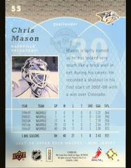 Reverse | Chris Mason Hockey Cards 2007 Upper Deck Mini Jersey Collection