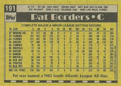 Back Of Card | Pat Borders Baseball Cards 1990 Topps