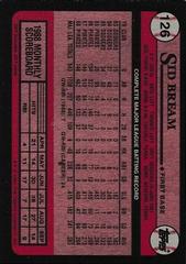 Back Of Card | Sid Bream Baseball Cards 1989 Topps