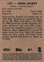 Back Of Card | John Lackey Baseball Cards 2001 Bowman Heritage