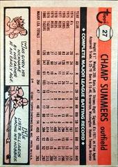 Back Of Card | Champ Summers Baseball Cards 1981 Topps
