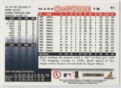 Back Image | Mark McGwire Baseball Cards 1998 Score
