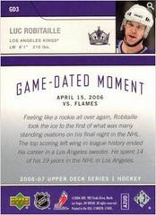 Back Of Card | Luc Robitaille Hockey Cards 2006 Upper Deck Game Dated Moments