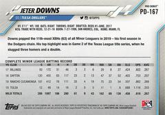 Back Of Card | Jeter Downs Baseball Cards 2020 Topps Pro Debut