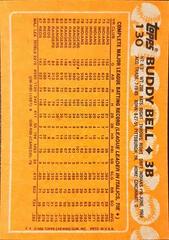 Back Of Card | Buddy Bell Baseball Cards 1988 Topps