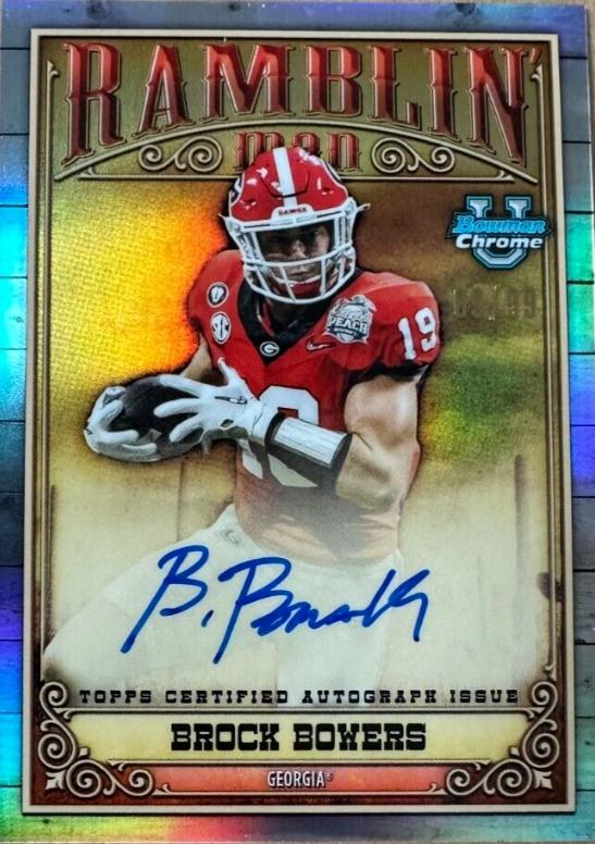 Brock Bowers #RMA-BB Football Cards 2023 Bowman Chrome University Ramblin' Man Autographs