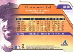 Back | Luis Gonzalez Baseball Cards 2002 Flair