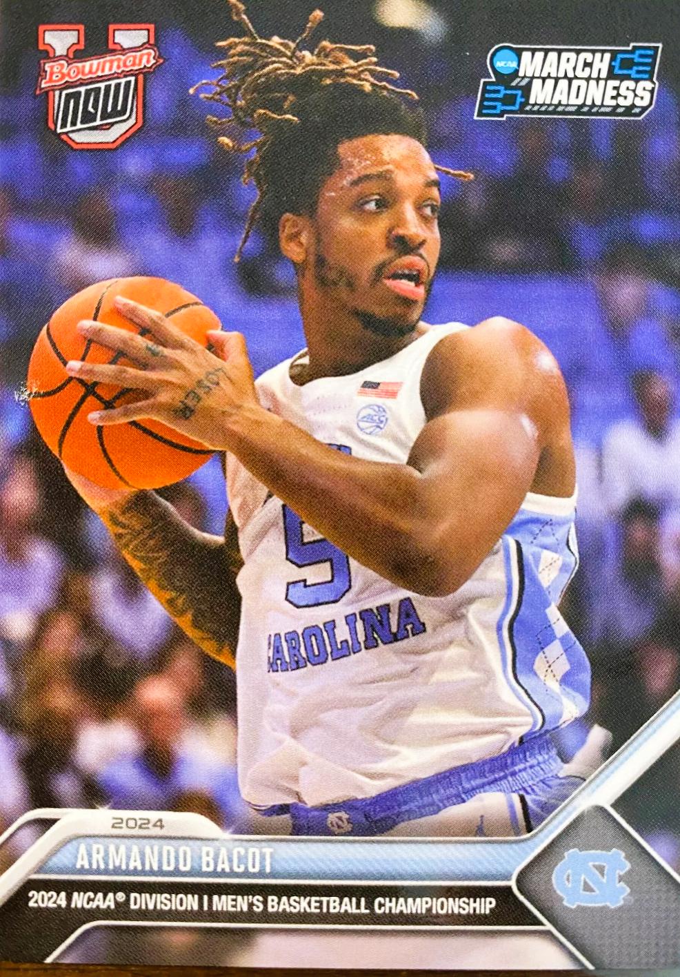 Armando Bacot Basketball Cards 2024 Bowman U Now NCAA March Madness
