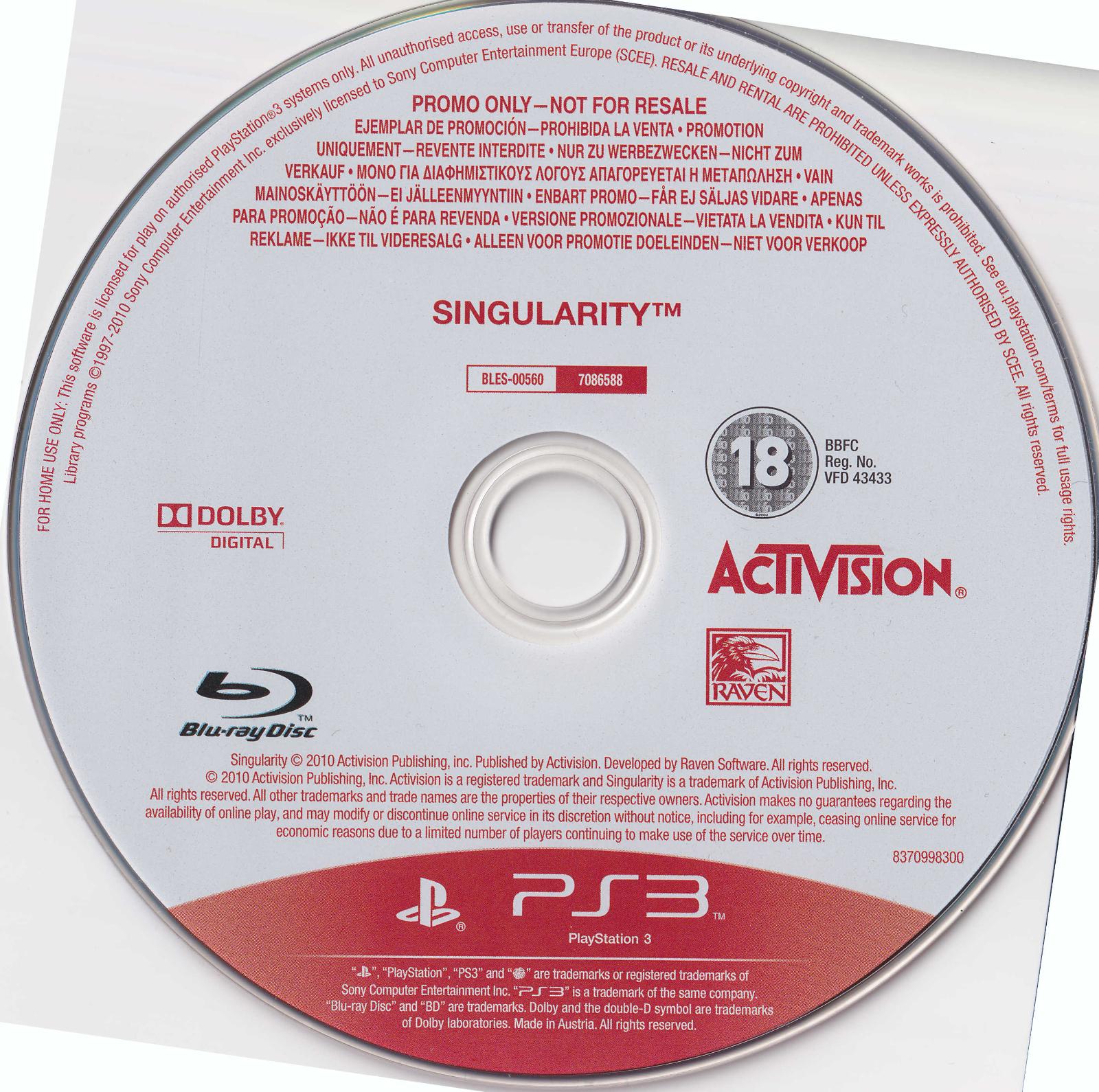 Singularity [Not For Resale] Prices PAL Playstation 3 | Compare Loose ...