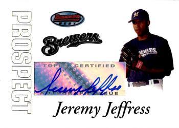 Jeremy Jeffress #BBP52 Baseball Cards 2007 Bowman's Best Prospects