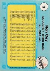 Back Of Card | Ron Cey Baseball Cards 1982 Fleer