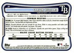 Back Of Card | Carson Williams Baseball Cards 2026 Bowman