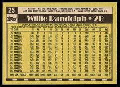 Back | Willie Randolph Baseball Cards 1990 Topps