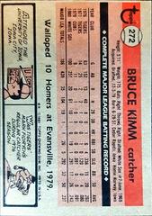 Back Of Card | Bruce Kimm Baseball Cards 1981 Topps