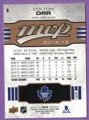 Back Of Card | Colton Orr Hockey Cards 2014 Upper Deck MVP