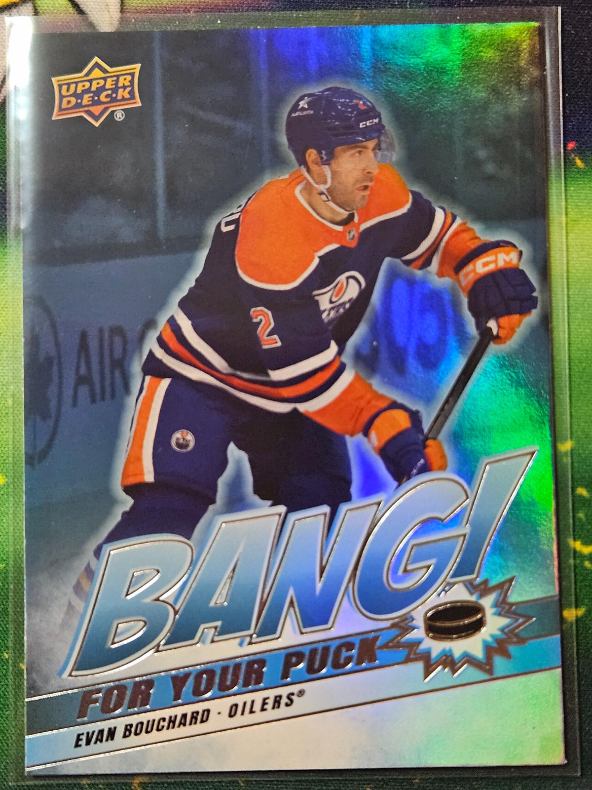 Evan Bouchard #BP-10 Hockey Cards 2024 Upper Deck Bang For Your Puck